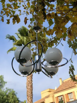 Lámpara vintage Space Age con 4 opalinas