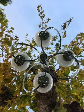 Lámpara vintage Space Age con 4 opalinas