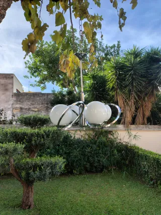 Lámpara vintage Space Age con 4 opalinas