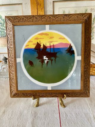 Salvamanteles antiguo cerámica esmaltada