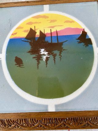 Salvamanteles antiguo cerámica esmaltada