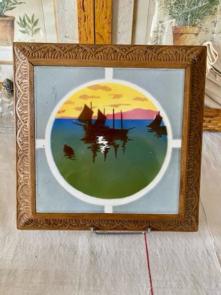 Salvamanteles antiguo cerámica esmaltada