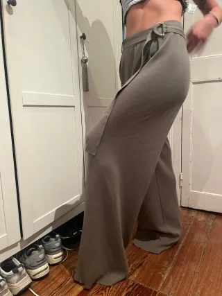 Pantalones Rectos Grises de Lana