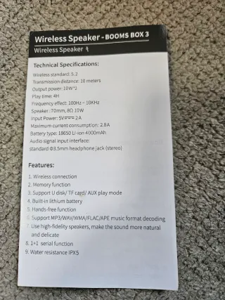 Altavoz Bluetooth 10W*2 Exterior