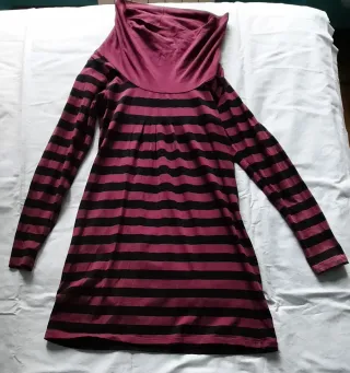 Vestido de rayas rosa y negro