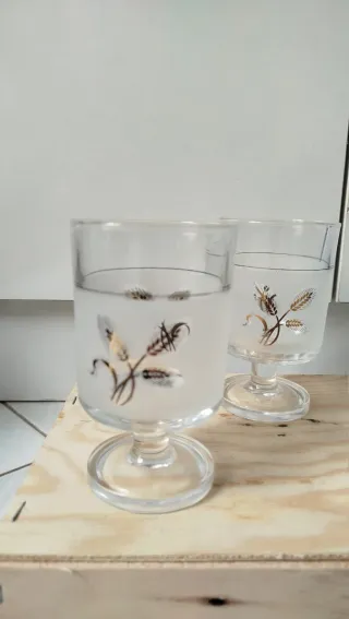 Set 3 Bicchieri Vetro Dorato Spighe