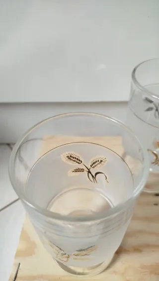 Set 3 Bicchieri Vetro Dorato Spighe