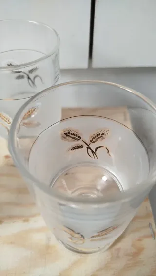 Set 3 Bicchieri Vetro Dorato Spighe
