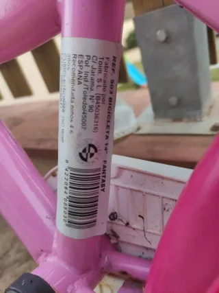 Bicicleta niña 14'' rosa