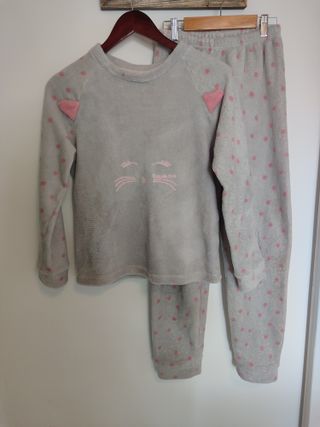 Pack Pijama Polar Gris + Bata Talla S