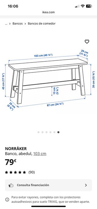 Banco de madera abedul Ikea