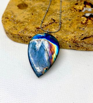 Colgante Labradorita azul arcoiris plata 925
