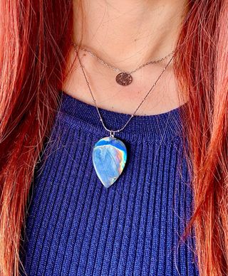 Colgante Labradorita azul arcoiris plata 925