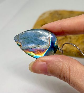 Colgante Labradorita azul arcoiris plata 925