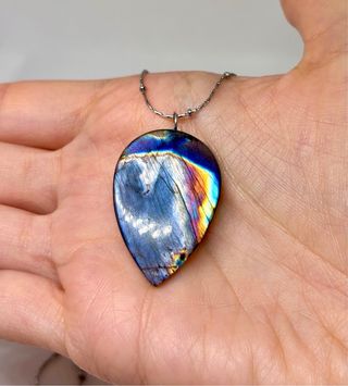 Colgante Labradorita azul arcoiris plata 925