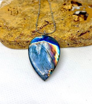 Colgante Labradorita azul arcoiris plata 925