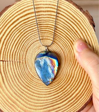 Colgante Labradorita azul arcoiris plata 925