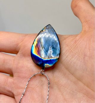 Colgante Labradorita azul arcoiris plata 925