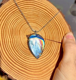 Colgante Labradorita azul arcoiris plata 925