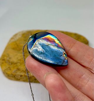 Colgante Labradorita azul arcoiris plata 925