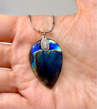 Colgante Labradorita azul arcoiris plata 925