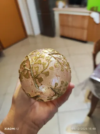 Palline Natalizie Decorate Oro e Bianco