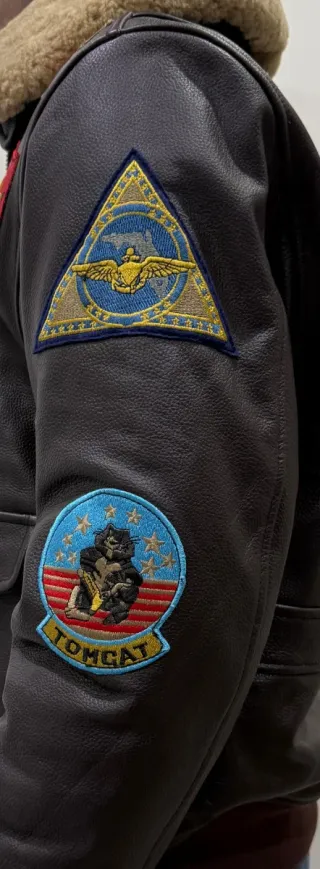 Giubbotto Top Gun Vera Pelle Marrone