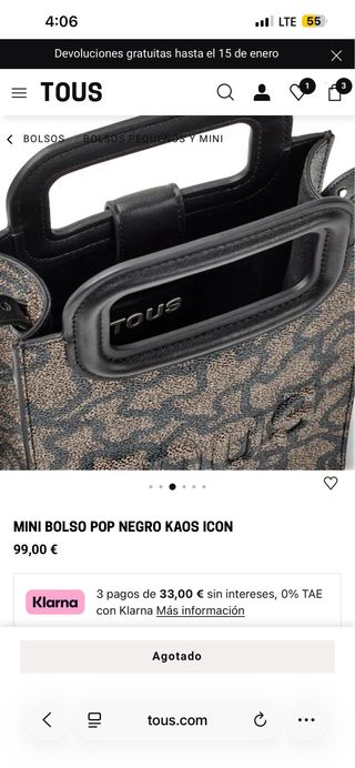 Bolso Tous Kaos Monogram Marrón y Negro