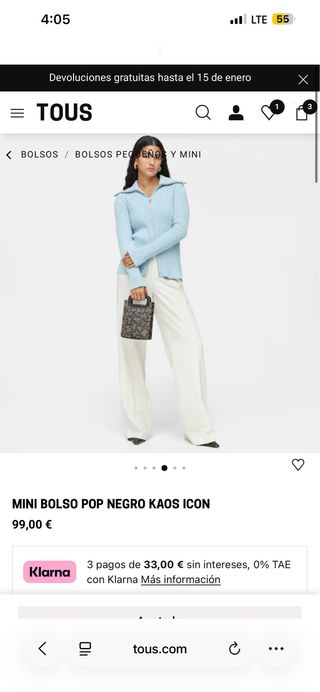 Bolso Tous Kaos Monogram Marrón y Negro