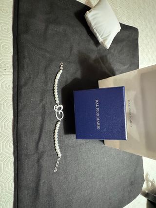 Braccialetto perle e argento con iniziale