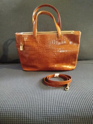 Bolso Furla Piel Marrón Cocodrilo