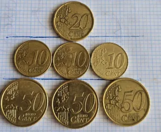 Lote de monedas de Euro (20, 10 y 50 céntimos)