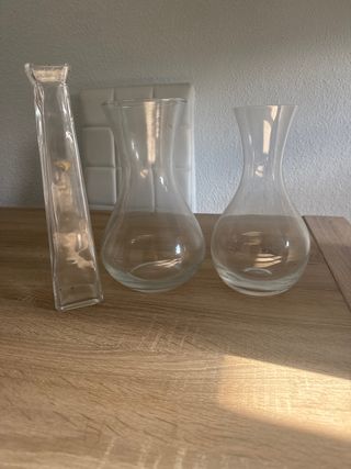 Juego de 3 jarrones de cristal