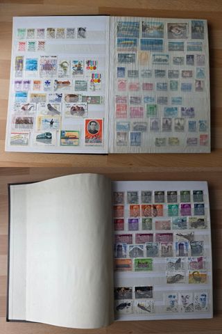 Álbum con cientos de sellos mundiales matasellados