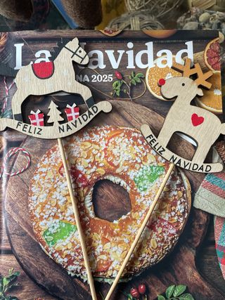 Pick Madera Navideño Reno y caballo