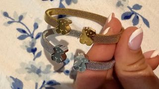 Braccialetti in acciaio con orso dorato e argento