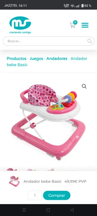 Andador bebé rosa