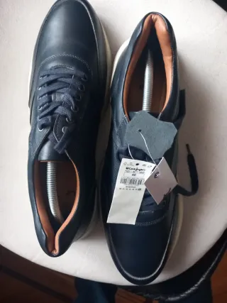 Scarpe Sportive in Pelle Blu Taglia 46