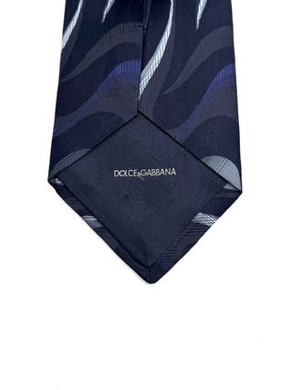Cravatta Dolce & Gabbana seta blu motivo ondula