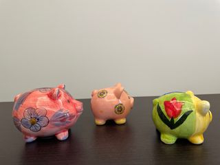 Set 3 salvadanai maialini decorati