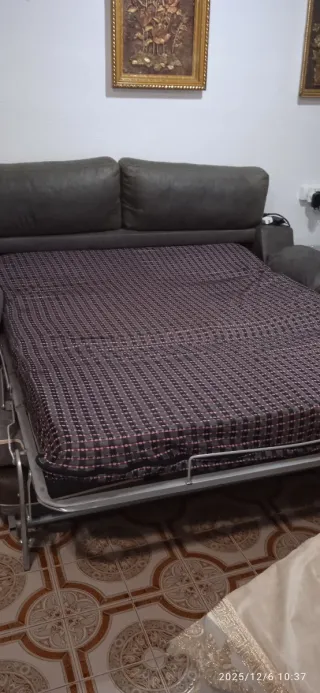 Sofá Cama Gris Tela