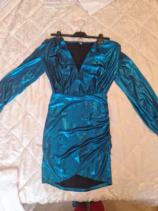 Vestido fiesta Only verde azulado