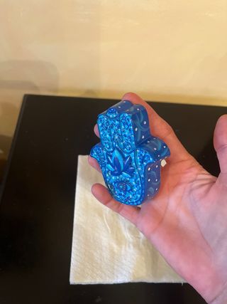 Mano de Fátima Escayola Decorada Azul