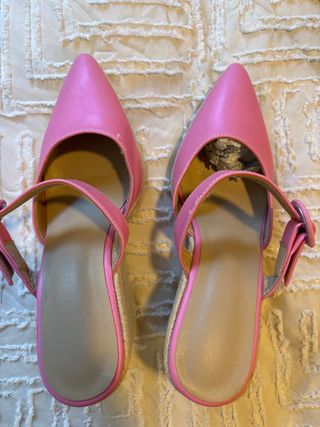 Zapatos de esparto cuña rosa