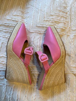 Zapatos de esparto cuña rosa