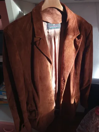 Giacca vera Pelle scamosciata marrone