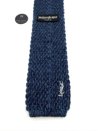 Cravatta in maglia Yves Saint Laurent blu con logo