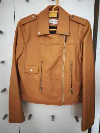 Bomber da donna in pelle sintetica, colore pesca, nuovo