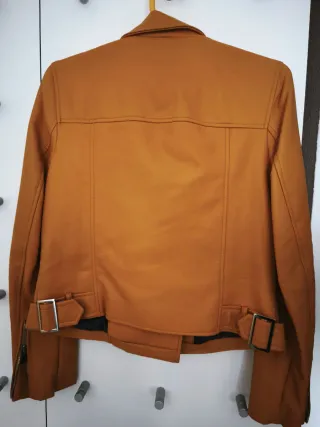 Bomber da donna in pelle sintetica, colore pesca, nuovo