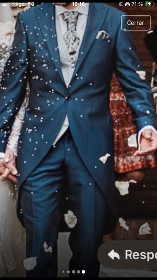 Chaqué Traje Novio Ceremonia Fiesta Azul